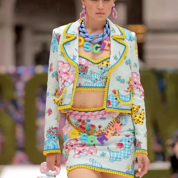 Moschino Couture Calico Animals Piquet Nursery Rhyme JACKET ONLY Lace US 6 2022 - Picture 5 of 13